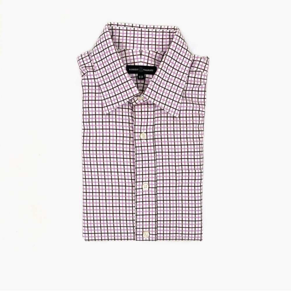 Robert Talbott Pink Grid Pattern Dress Shirt 16 - image 2
